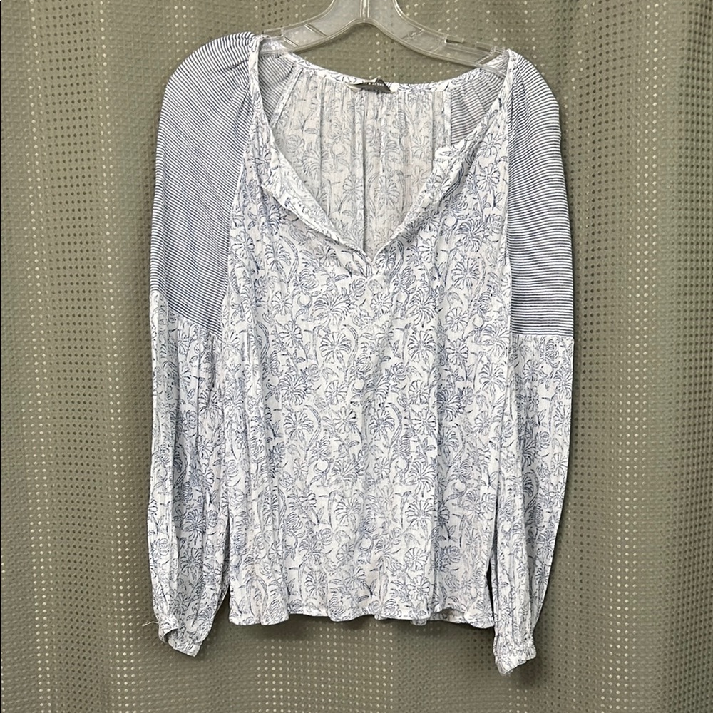 Lucky Brand Cream Long Sleeve Relaxed Blouse